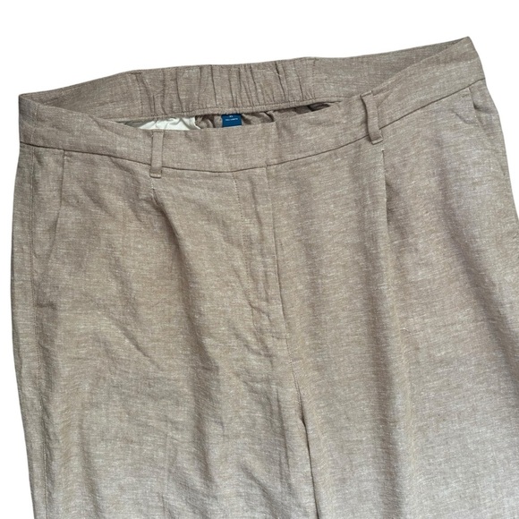 Old Navy Women's Linen Blend Khaki Pleated Wide Leg Trousers Full Length Size XL - Picture 6 of 6